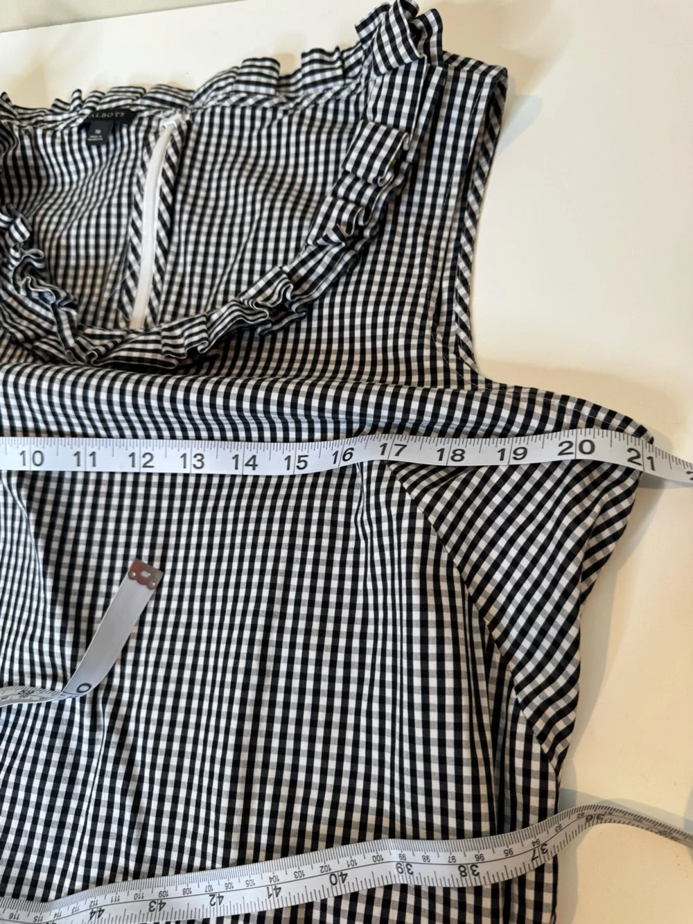 Talbots Black & White Gingham Sleeveless Shift Dress – Size 16